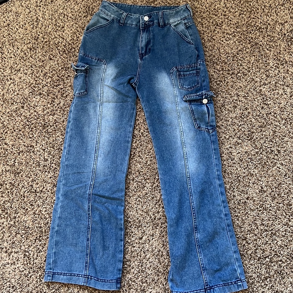 Cargo Style Jeans With Pockets Y2K- Size 28